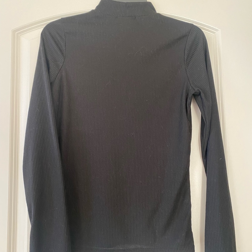 Black Ribbed Mock Turtleneck